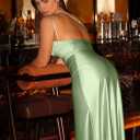 Memoriesea Women's Sexy One Shoulder High Split Cocktail Wedding Party Maxi Dress (Green, S)