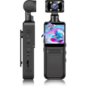 4K WiFi Action Camera with 180 Rotating Lens and LED Light, 40MP Ultra HD, 135 Wide Angle, APP Control Water Proof Handheld Camera for Outdoor Sports, 1000mAh Long Battery