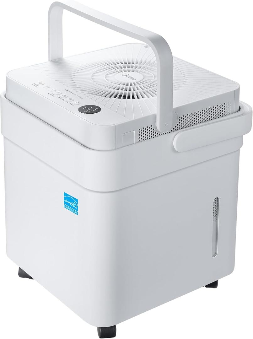 Midea Cube 50 Pint Dehumidifier for Basement and Rooms at Home for up to 4,500 Sq. Ft., Built-in Pump, Drain Hose Included, Smart Control, Compatible with Alexa (White)