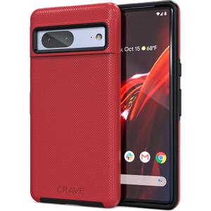 Crave Dual Guard for Google Pixel 7 Case, Shockproof Protection Dual Layer Case for Google Pixel 7 - Red