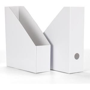 EXYGLO 12 Pack White Magazine File Holder, Cardboard Magazine Rack with Label, Foldable Storage Organizer Box for Book, Documents, 9.9x3.3x12 Inches
