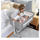 MMBABY 3 in 1 Travel Bedside Bassinet for Baby, Bedside Sleeper with Wheels, Height Adjustable, with Mosquito Nets, Easy to Assemble Bassinet for Newborn/Infant, Safe Portable Baby Bed