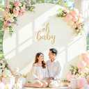 7.2 FT Ivory Round Backdrop Cover for Circle Balloon Arch Stand Stretchy Circle Arch Backdrop Covers for Wedding Arch Baby Shower Birthday Party Photo Shoot Photography Arch Background Decorations