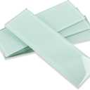Glass Tiles for Backsplash, Glass Subway Tile 4x12 Inch for Kitchen Bathroom Shower Wall Ice Age (12 Pcs, 4 sq.ft)