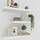 White Floating Shelves for Wall Set of 3, 16" White Wall Shelves for Home Decor, Frame Display Wall Mounted Floating Shelf for Living Room, Bedroom, Bathroom, Kitchen