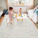 BENRON Soft Area Rugs for Living Room Bedroom Washable, Fluffy Rugs for Kids Children Girls Boys Room Decor, 3x5 Throw Rug for Nursery Kitchen Dining Table, Indoor Floor Carpets, Cream White