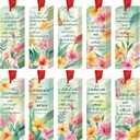 PerKoop 60 Pcs Religious Mother's Day Bookmarks She is Clothed with Strength and Dignity Gift Christian Happy Mother's Day Mom Watercolor Flowers Bookmarks for Women Church Bible Verse Proverbs 31: 25