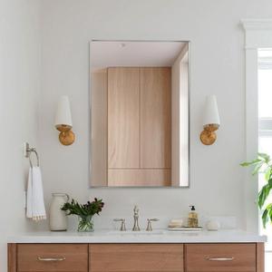 Wall Mirror for Bathroom, 20x30 Inch Brushed Nickel Vanity Mirror, Stainless Steel Metal Frame Rectangular Wall Mirror for Over Sink (Horizontal/Vertical)