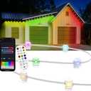50ft Permanent Outdoor Light, Smart RGB Plus IC Outside Lights for House, App/Remote Control String Light, Compatible with Alexa, IP67 Waterproof LED Strip for Daily Party Christmas All Holiday Decor (50ft Plug-in)