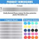 6Pcs Magnetic Strip, Metal Magnet Board with 20 pcs Colorful Magnet, Frameless Magnetic Strips with Adhesive Backing for DIY, Art Projects, whiteboards & Fridge