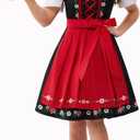 Spooktacular Creations Dirndl Dresses Women Oktoberfest Costume, Bavarian German Outfits for Halloween Parties Beer Carnival (Large, Red)