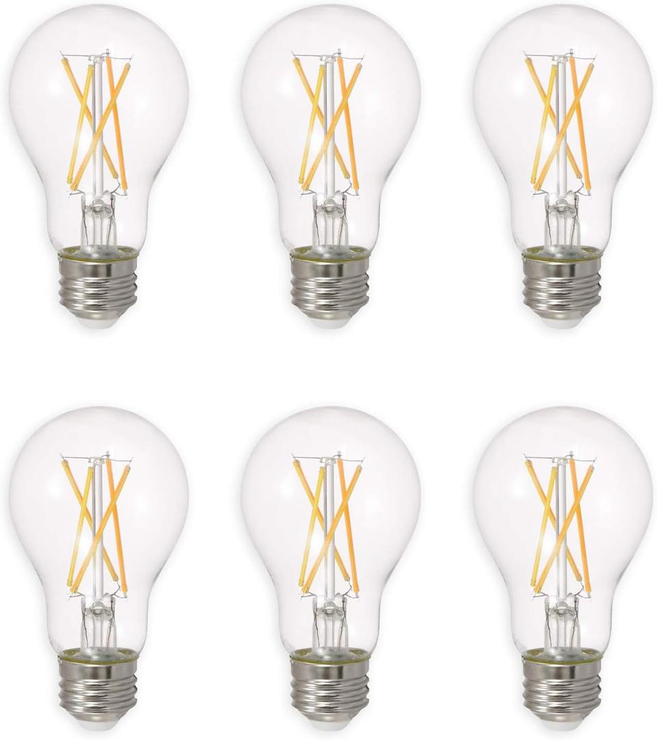 Ledvance Sylvania Led Truwave Natural Series Light Bulb, 60W Equivalent, Efficient 8W A19, Medium Base, Dimmable, 800 Lumens, 2700K, Soft White, Clear - 6 Pack (40806)