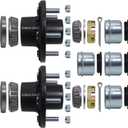 iBroPrat 2 Sets 3500lb Trailer Hub Kit 5 Bolt 4.5, Trailer Axle Kit for 3500 lb 5 Lug Diameter 6.34" Trailer Hub with L44649(I.D 1-1/16'') L68149(I.D 1-3/8'') Bearing Extra Dust Cap and Rubber Plug