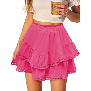 American Trends Skorts for Women Dressy Casual Flowy Shorts Boho Ruffle Tiered Skirts High Waist Mini Tennis Golf Skirt (L)