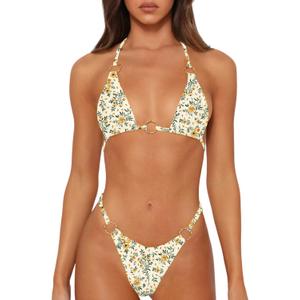 MIKETAI Sexy Bikinis for Women 2 Piece Bikini Spaghetti Strap Swimsuits Solid Color Bathing Swimwear Triangle Bathing Suit, M