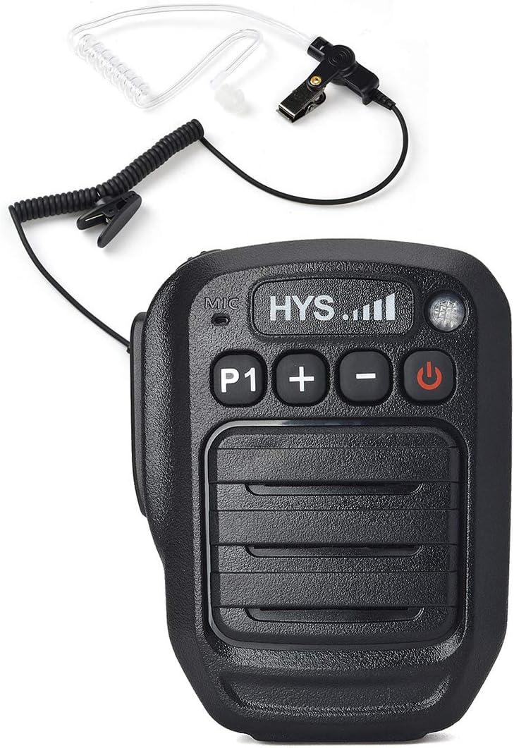 HYS Bluetooth Microphone for Zello App, Wireless Mic with PTT IP66 Waterproof, Type-C Charge, 1000mAh Battery& Smart Controls, 3.5mm Audio Port for iOS and Android with Listen Only Earpiece