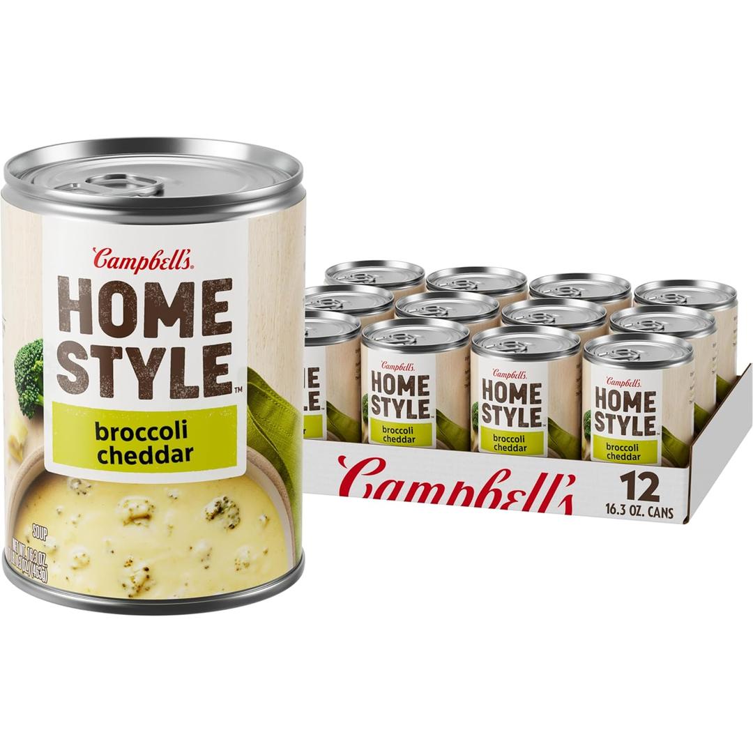Campbells Homestyle Broccoli Cheddar Soup, 16.3 oz Can (Pack of 12)