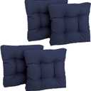Squared Solid Spun Polyester Tufted Dining Chair Cushions Set, Set of 4, 19"