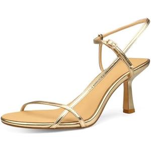 VBDB Women's Heeled Sandals Round Open Toe Strappy Slingback High Heels Ankle Strap Sandals 6