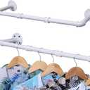 White Industrial Pipe Clothing Rack, 30 Inch Pipe Clothes Rack, Wall Mounted Detachable Garment Bar, Heavy Duty Iron Hanging Rod for Closet Storage