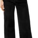 Women's Wide Leg Jeans High Waisted Strechy Jeans for Women Straight Raw Hem Loose Casual Denim (12 Long, Black)
