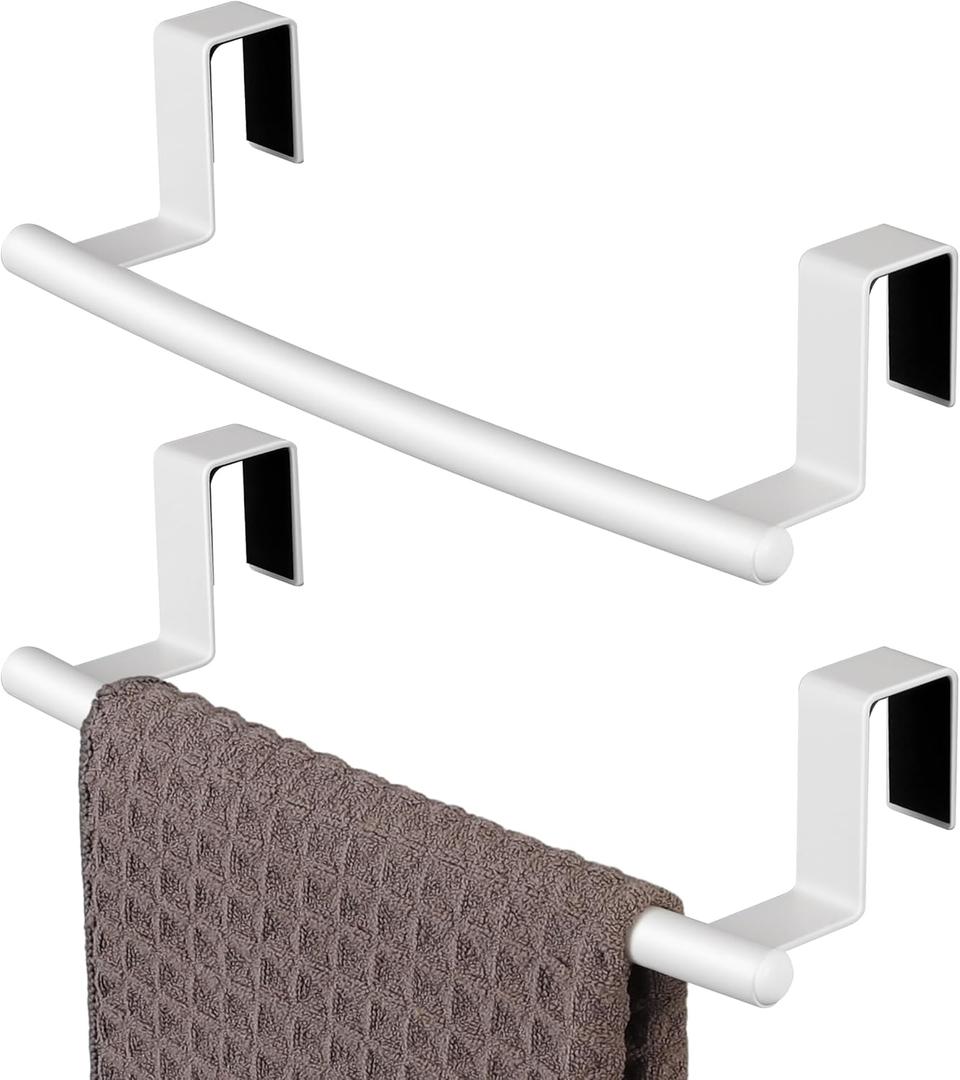 KES Over Cabinet Door Towel Bar Fit 1" Thick, Kitchen Towel Holder, Kitchen Towel Rack, Cabinet Towel Holder Scratchproof, White 2 Pack, KTH500S26-WH-P2