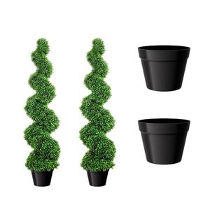 Veryhome Artificial Topiary Boxwood Trees Set of 2, 23.6inch Artificial Potted Shrubs, Faux Ball Plants White Fruits in Pot for Indoor and Outdoor, Home, Garden Decor(Green) 