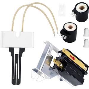 338906 Gas Dryer Flame Sensor Kit with 279311 Ignitor and 279834 Gas Valve Solenoid Coils by Funmit, Gas Dryer Repair Kit Replaces Wp338906 Ap3094138 Ps334310 12001349