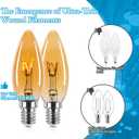 Amber Candelabra Bulb 25W Equivalent, 2W Ultra-Fine Filament E12 Base Candelabra LED Light Bulb, Dimmable Amber LED Bulbs 2000k Soft Warm, Candle Chandelier Light Bulbs, 6 Pack