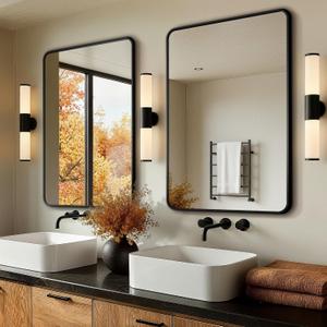Bathroom Vanity Mirror for Wall, 2-Pack 36"x24" Wall Mounted Bathroom Mirror for Over Sink with Sturdy Metal Frame, Vertical or Horizontal, Living Room, Bedroom, Entryway(Black)
