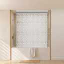 Ceiling Mounted Rollup Bathroom Shower Curtain/Liner 56" Base Up to 95" Long - Use for 9' Ceilings Waterproof PEVA Plastic Shower Curtains for Bathroom No Rod, Hooks or Rings (Icicles)