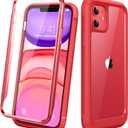 Diaclara Compatible with iPhone 11 Case, Full Body Rugged with Built-in Touch Sensitive Anti-Scratch Screen Protector, Soft TPU Bumper Case Clear Compatible with iPhone 11 6.1" (Red and Clear)