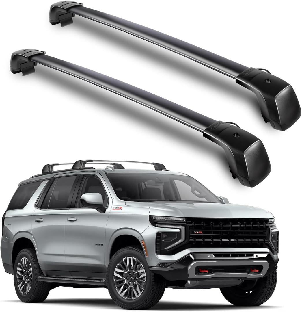 350 LBS Roof Rack Cross Bars Compatible with Chevy Tahoe 2021-2026, Chevrolet Suburban, GMC Yukon XL, Cadillac Escalade ESV Lockable Aluminum Rails Rooftop Bike Snowboard Skiboard Luggage Carrier