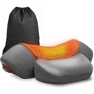 3-in-1 Neck Massager for Pain Relief Deep Tissue with Heat, Portable Memory Foam Cervical Massager Pillow with Traction for Neck Hump Comfort & Shoulder Relaxation at Home/Office/Travel (Corded)