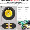 AR-PRO (2-Pack) 13x5.00-6 Tubeless Tire and Wheel Assembly, 5"-7.5" Centered Hub, 5/8" Bearings, Replacement Zero-Turn Riding Lawn Mower Tire, 4-Ply Straight Rib Tread