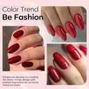 2 x modelones Red Gel Nail Polish Glitter Red Gel Polish Soak Off UV LED Lamp Gel Polish Christams New Year Manicure Gift for Women Girl 15ML (A1-Shimmer Red)