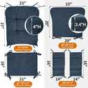5 PCS Glider Rocker Replacement Cushions with Storage Side Pocket, Luxuriy Chenille Fabric Foam & Microfiber Filling, Thickened & Supportive Rocking Chair Cushion Set, Dark Blue