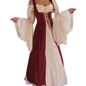 Abaowedding Womens's Medieval Renaissance Costume Cosplay Over Dress (Burgundy)
