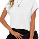 Cicy Bell Womens Cap Sleeve Shirts Tops Casual Crew Neck Tank T-Shirts (White, XL)
