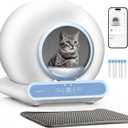 Self Cleaning Litter Box, Integrated Safety Automatic Cat Litter Box Self Cleaning 65L+9L for Multiple Cats, App Control, Odor Removal, Includes Mat & Liner (3 Rolls) - Blue