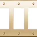 ENERLITES Metal Decorator Switch or Outlet Metal Wall Plate, Stainless Steel 201, Corrosion Resistant, Size 3-Gang 4.50" x 6.38", 7733-PB, Polished Brass, Gold