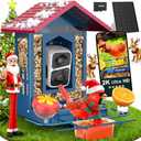 PeckCam Bird Feeder with Camera, AI Identify 10000+ Birds, 2K HD Video Bird Camera Live with Solar Panel, 32GB Card & DIY Add-ons, Smart Birdhouse Camera for Outdoor, Gift for Birds Lover, Metal (Blue)