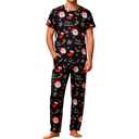 Christmas Pajama Set Long Sleeve Crewneck Top Elastic Waist Pants Sleepwear Loungewear
 Size L Men