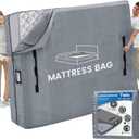 Mattress Bags for Moving and Storage, BETU Twin Mattress Protector Waterproof Mattress Cover with 8 Heavy Duty Handles and Zipper Extra Thick Moving Supplies for Dorm Bed Reusable (77x42x13.5 Grey) (Gray)