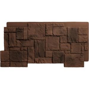 Ekena Millwork 49"W x 24 1/2"H x 1 1/4"D Castle Rock Stacked Stone, StoneWall Faux Stone Siding Panel, Canyon Brown