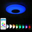 Upgrade 15 inch Dimmable LED Music Ceiling Light with Bluetooth Speaker 24W, Bluetooth Control via Smart Phone APP, Flush Mount Ceiling Light Family Bedroom (Remote Includes)