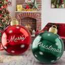2 Pcs 24 Inch PVC Inflatable Christmas Balls Xmas Giant Inflatable Ornaments Balls, Outdoor Inflatables Christmas Ornaments Ball Xmas Hangable Blow up Ball for Indoor Yard Porch (Classic Style, 2 Pcs)