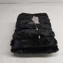 Cozy Bliss Faux Fur Throw Blanket for Couch, Cozy Warm Plush Striped Blanket for Sofa Bedroom Living Room, 50 * 60 Inches Black