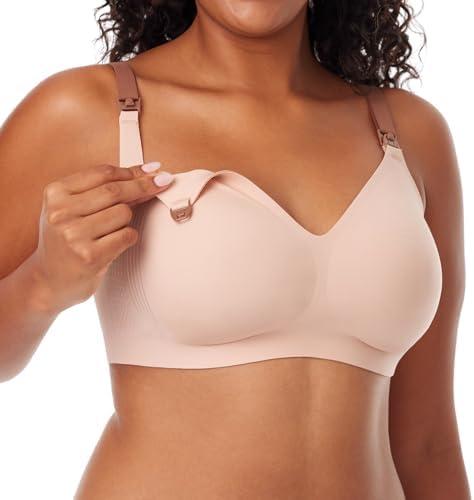Momcozy Nursing Bras for Breastfeeding, 3.0 Jelly Strip Lift Support Maternity Bra, Seamless Soft Wirefree Pregnancy Bra,  Size 4XL
