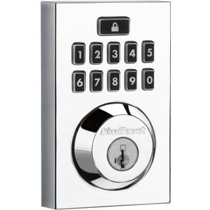 Kwikset 914 Contemporary Keypad SmartCode Electronic Deadbolt Smart Lock featuring SmartKey Security and ZigBee 3.0 Technology in Polished Chrome
